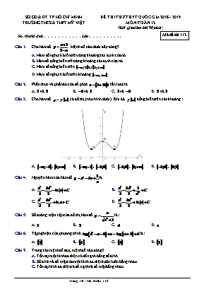Đề thi thử THPT Quốc gia môn Toán - Mã đề 112 - Năm học 2018-2019 - Trường THCS - THPT Mỹ Việt (Có đáp án)